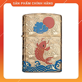 Vỏ Hột Quẹt Bật Lửa Hộp Quẹt Xăng Đá Zorro Z-92035B Họa Tiết Con Cá Vàng Đẹp Độc Lạ sang trọng - Dùng Xăng Bấc Đá Cao Cấp
