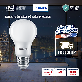 Bóng đèn PHILIPS LEDBULB Mycare A60 -Công suất (4W,6W,8W,10W,12W) bảo vệ mắt