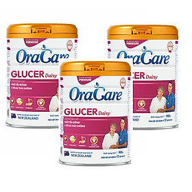 Bộ 3 lon Sữa Oracare Glucer Dairy lon 900g - Dinh dưỡng cho người tiểu đường & tiền đái tháo đường