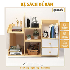 Kệ Sách Để Bàn Xương Rồng 2 Ngăn Kéo Mini Gỗ MDF Trang Trí Bàn Làm Việc Bàn Học  - Màu Vân Gỗ