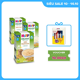 Combo 3 bột ăn dặm không chứa sữa HiPP Organic Baby Cereal 100% hữu cơ cho