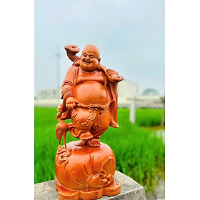 Mua Tượng phật di lặc dắt cò bằng gỗ hương đá kt cao 60×24×22cm