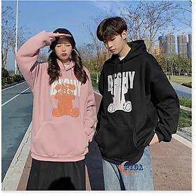 Áo khoác hoodie nam nữ chất nỉ ngoại chi đầu họa tiết chữ cùng in 3d hình gấu hót trend