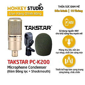 Mic thu âm Takstar PC-K200 Thu Âm Hát Livestream Phòng Thu Chuyên Nghiệp Âm Thanh Sống Động - Hàng Chính Hãng