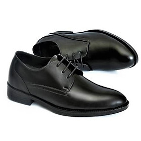 Giày nam công sở da bò nguyên tấm Napa, buộc dây, da bò đên trơn nhẵn phối đồ âu, đi êm chân SHOES 2H – 75