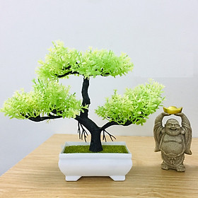 Chậu hoa bonsai nhựa 3 nhánh nhiều màu sắc trang trí bắt mắt