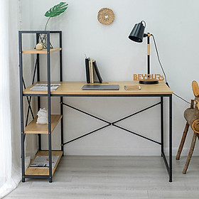 Bàn Làm Việc BEYOURs Neuly Table Gỗ Chân Sắt Phối Kệ Sách Đa Năng