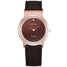 Đồng Hồ Nữ Citizen Đính Kim Cương Dây Da EG7072-19X - Mặt Nâu (Sapphire)