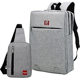 Bộ Balo Campus (33 x 43 cm) - Xám + Túi Messenger HARAS HR162HR147