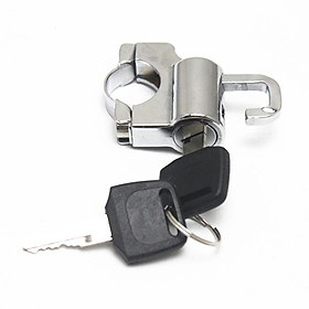 Universal 22mm Handlebar Motorcycle Motorbike Helmet Lock with 2 Keys Silver