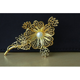 Hoa cài áo mạ vàng 24K - Quà tặng phái nữ