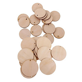 150 Pieces Round Circle Unfinished Wood Tags Wooden Shapes Embellishment with Hole for DIY Crafts Wedding Decoration 50mm 30mm