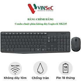 Bộ Bàn Phím Và Chuột Không Dây Logitech MK235 - Hàng chính hãng