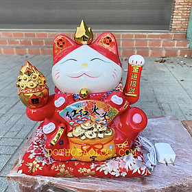 Mèo Thần Tài Hồng Phúc Tề Thiên mang lại may mắn cho gia chủ Cao 27cm - 2 màu: Vàng và Đỏ
