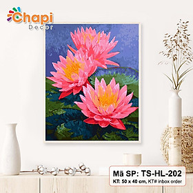 Mua Tranh tô màu số hóa Chapi Hoa Sen KT 40x50 cm đã căng khung  Có dầu bóng