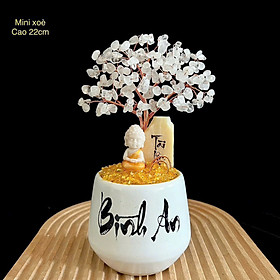 Cây Tài Lộc Thạch Anh 22cm – Tán Xum Xuê – Đá Tự Nhiên, Trang Trí Bàn Làm Việc – Phòng Khách