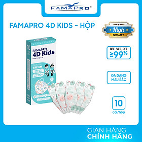 [HỘP - FAMAPRO 4D KIDS] - Khẩu trang trẻ em kháng khuẩn cao cấp Famapro 4D KIDS tiêu chuẩn KF94 (10 cái/ hộp)
