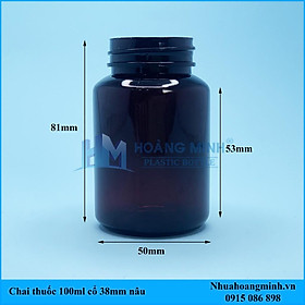 Chai nhựa PET,HDPE nâu,trắng sứ 100cc