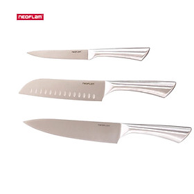 Mua  HÀNG CHÍNH HÃNG  Bộ dao 3 cỡ vừa Neoflam  Lưỡi thép cacbon 3CR14 sắc  bền bỉ  cán dao làm bằng inox 430 không gỉ.