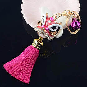 Móc khóa hongkong đầu con lân màu tím có tua rua