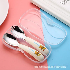Mua Bộ Thìa Dĩa Inox Tập Ăn Dặm Chống Gỉ Cho Bé