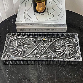Mua Đĩa pha lê chữ nhật Bohemia viền cao 40cm Hàng chính hãng
