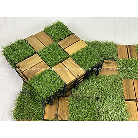 Mua Combo 12 vỉ gỗ cỏ 10-10 Eotygroup - Tấm gỗ lót sàn ban công xen cỏ nhân tạo ban công  ngoài trời