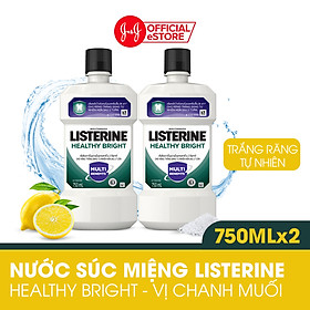 Bộ 2 Chai Nước Súc Miệng làm trắng răng LISTERINE HEALTHY BRIGHT 750mlx2 Chai