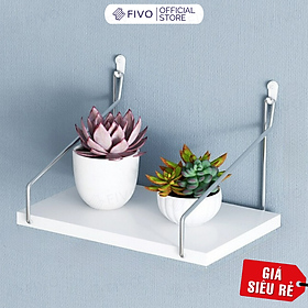 Kệ Trang Trí Treo Tường  Gỗ FIVO Mã FB40 Không Cần Khoan Tặng Kèm Đinh 4 Chân Chịu Lực Lên Đến 10KG Với Móc Treo Inox Dễ Dàng Gắn Lên Tường