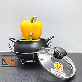 Mua Nồi Cơm Niêu mẫu MỚI SIÊU ĐẸP  kèm rế  làm từ HỢP KIM NHÔM VÂN ĐÁ CHỐNG DÍNH. Niêu NHÔM đức Nguyên khối ĐẴNG CẤP