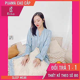 - Set Pijama Lụa Gấm Bèo Xanh Cao Cấp - Mã D313