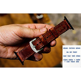Dây đồng hồ da bò thật nâu đỏ cổ điển - ram classic 1981 - hàng chính hãng