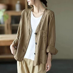 Áo blazer nữ dài tay , 1 lớp chất liệu đũi mềm, phong cách nữ trẻ trung mặc đi làm, đi chơi Đũi Việt