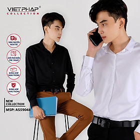 Áo sơ mi nam dài tay VIET PHAP AS5904 form regular, 2 màu đen trắng