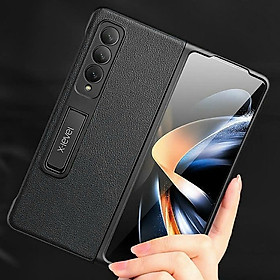 Ốp lưng da kiêm giá đỡ cho Samsung Galaxy Z Fold 5 hiệu X-Level Utmost Plain Series - Chống sốc, chất liệu vải cao cấp, trang bị khả năng chống va đập cực tốt - Hàng nhập khẩu - Đen