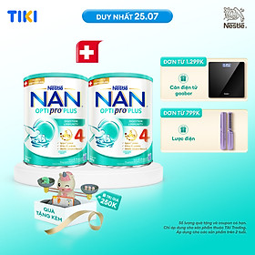 [Tặng Đồ chơi toán học cân bằng] Bộ 2 lon Sữa bột Nestlé NAN OPTIPRO PLUS 4 800g/lon với 5HMO Giúp tiêu hóa tốt + Tăng cường đề kháng - Bé 2-6 tuổi