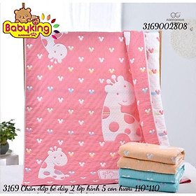 Chăn em bé vải lưới dày 2 lớp hình 5 con hươu 110*110 , chất liệu cotton 100% , thương hiệu Aiueo Nhật Bản