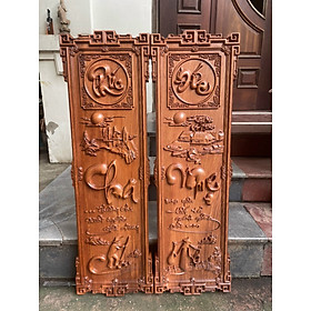 Mua Cặp tranh câu đối treo tường khắc chữ cha mẹ bằng gỗ hương đá kt 30×97×4cm