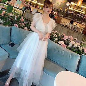 Đầm xoè cổ V kết cườm đá xếp tầng SANG TRỌNG - MS160V- Size M/L đến 57kgMM MM