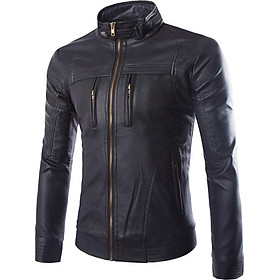 Korean Business Leather Jacket Coat For Men Slim-Type Tide Ocomotive Leather