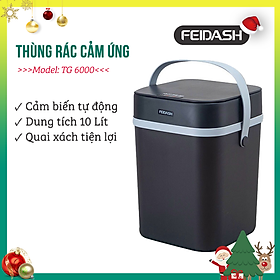 Hình ảnh Thùng Đựng Rác Cảm Biến Thông Minh Tự Động Đóng Mở Khi Cần Cho Rác Vào Thùng Vô Cùng Tiên Lợi FEIDASH - Thiết kế sang trọng làm bừng sáng không gian nhà bạn - 2 dung tích 10L, 13L, 2 màu trắng đen cho bạn thỏa sức chọn lựa