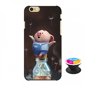 Ốp lưng nhựa dẻo dành cho iPhone 6S in hình Heo Con Thư Giãn - Tặng Popsocket in logo iCase - Hàng Chính Hãng