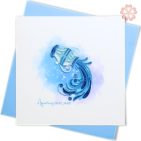 Thiệp Giấy Xoắn Nghệ Thuật - Chòm Sao Bảo Bình - Aquarius Constellation - Astrology - 15 x 15 - VN2XM115D18E1