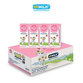 Sữa Tiệt Trùng Có Đường VPMilk Grow+ Vị Dâu Hộp 180ml (Thùng 48 Hộp)
