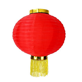 Đèn Lồng Vải Đỏ tua vàng size 35cm/30cm/25cm- đèn lồng có râu