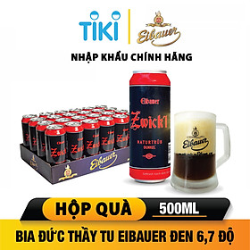 [BIA ĐỨC_SINCE 1810] Thùng 24 Lon Bia Tươi Thầy Tu EIBAUER ZWICK'L NATURTRUB DUNKEL 6.7 Độ 500Ml/Lon - Bia Tươi Men Sống Thượng Hạng