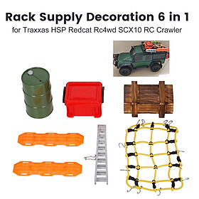 Rack Supply Decoration 6 in 1 Big Oil Tank Storage Box Wood Box Aluminum Ladder Self-Help Boards and Luggage Net for