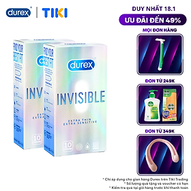 Bao Cao Su Siêu Mỏng Durex Invisible Hộp 10s + Hộp 10s