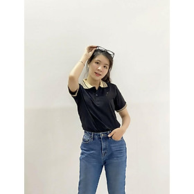 ÁO THUN CỔ TRỤ VIỀN ÁO TAY ÁO XINH XẮN,HỌA TIẾT TRƠN NHƯNG KHÔNG KÉM PHẦN SANG TRỌNG LANA FASHION