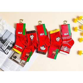 SET 5 ĐÔI TẤT TRẺ EM ĐỎ HOT TREND SIZE TỪ 1-8 TUỔI CHO BÉ TRAI BÉ GÁI